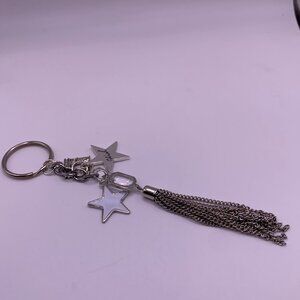 🐱 5 for $10.  Silvertone Key Chain with Heart Charms & 6" Chain Tassel